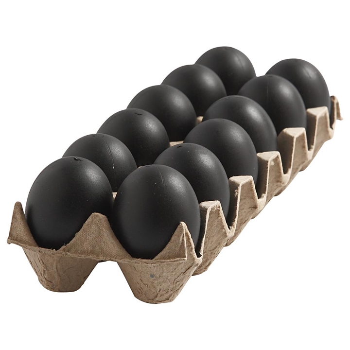 Čierne plastové vajíčka - 12 ks / 6 cm