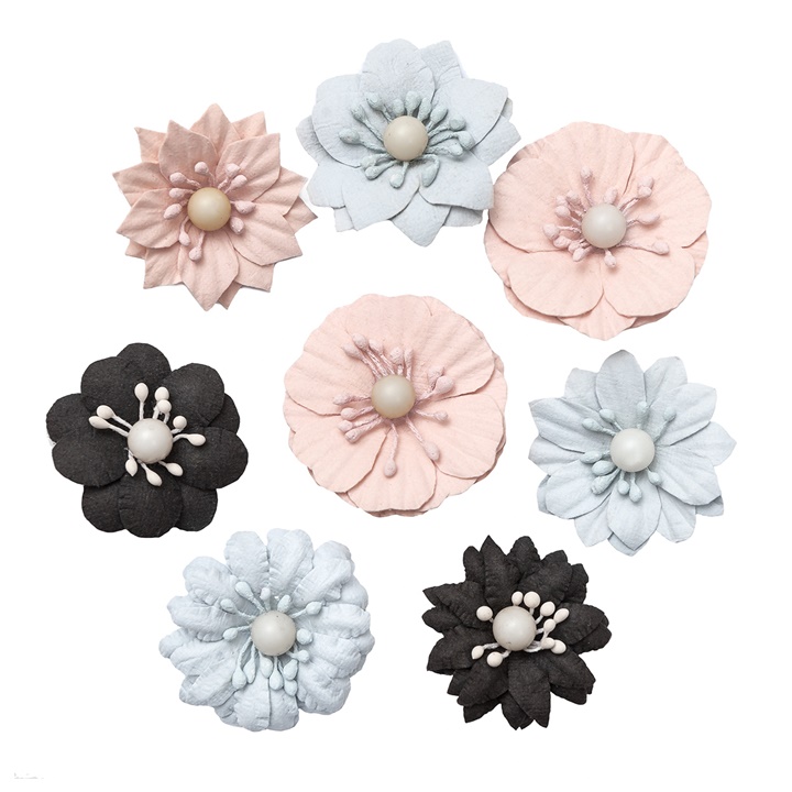 3D pastelové papierové kvety / 8 dielna sada