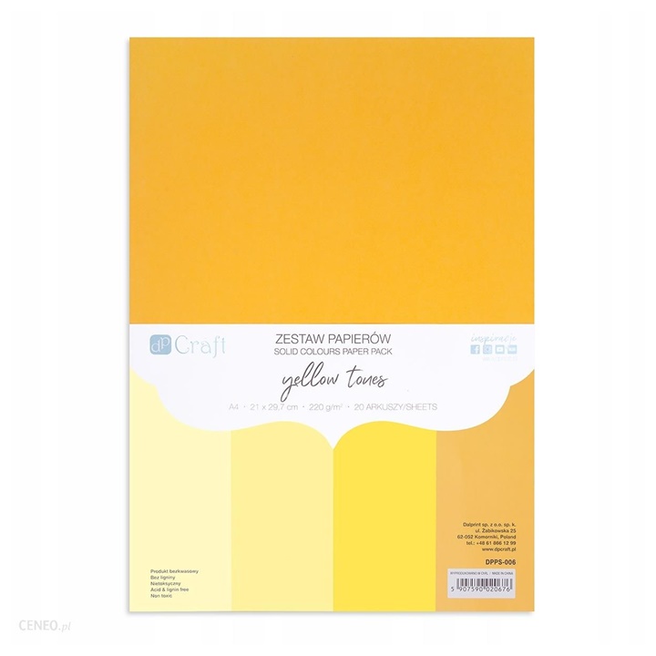 Farebné papiere DP Craft - sada 20 ks / žltá tones