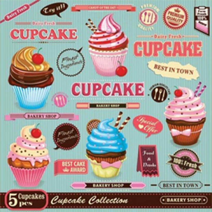 Servítky na dekupáž Vintage Cupcake Poster - 1 ks
