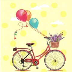 Servítky na dekupáž Bicycle with Balloons - 1 ks