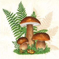 Servítky na dekupáž Boletus with Leaves of Fern - 1 ks