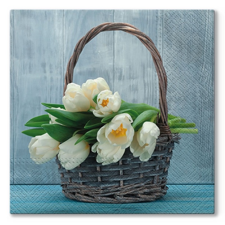 Servítky na dekupáž Tulips in the Basket - 1 ks