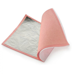 Metalické plátky z pravého striebra 9.5x9.5 cm / 25 listov