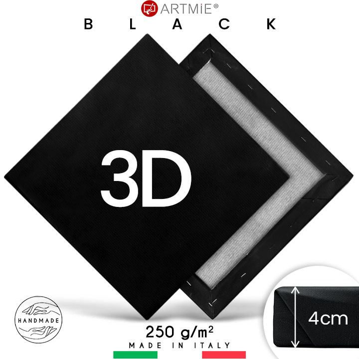 3D Čierne maliarske plátno na ráme 50 x 60 cm