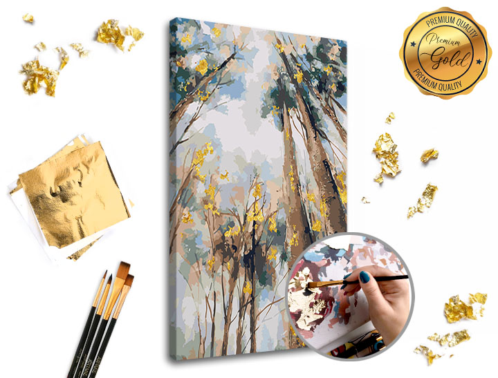 Maľovanie podľa čísel PREMIUM GOLD – Medzi stromami 40x60 cm