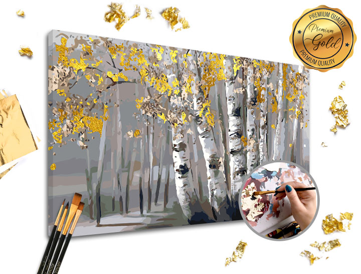 Maľovanie podľa čísel PREMIUM GOLD – Brezový háj 60x40 cm