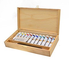 Set umeleckých olejových farieb Ladoga v drevenom boxe / 12x18ml
