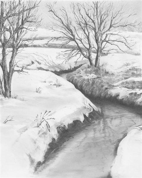 Kreatívny set na skicovanie - Zimný potok