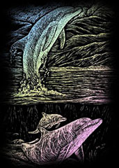 Kreatívny set na engraving [rytie] - Skákajúci delfín