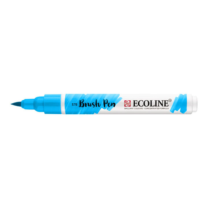Akvarelové pero Ecoline brush pen / nebeská modrá Cyan 578