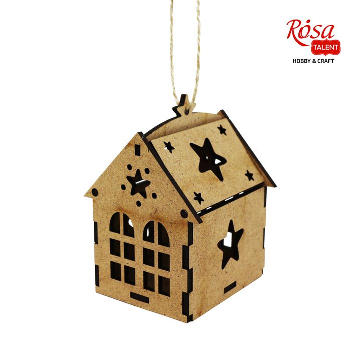 Dekoračný základ ROSA TALENT Domček s hviezdou MDF 7.0х7.0х10 cm