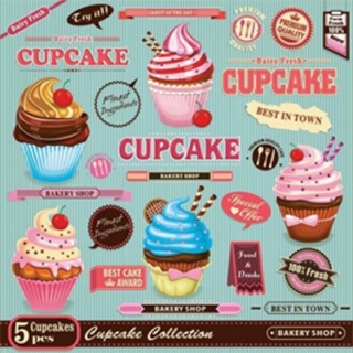Servítky na dekupáž Vintage Cupcake Poster - 1 ks