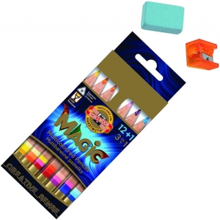 Sada 12 viacfarebných pasteliek a doplnkov MAGIC KOH-I-NOOR