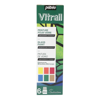 Farby na sklo Pebeo Vitrail / sada 6 x 20 ml