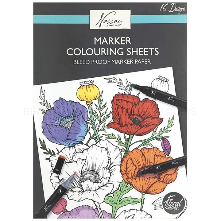 Omaľovánky Kvety pre kreslenie fixkami Nassau 25x35cm | 16 listov
