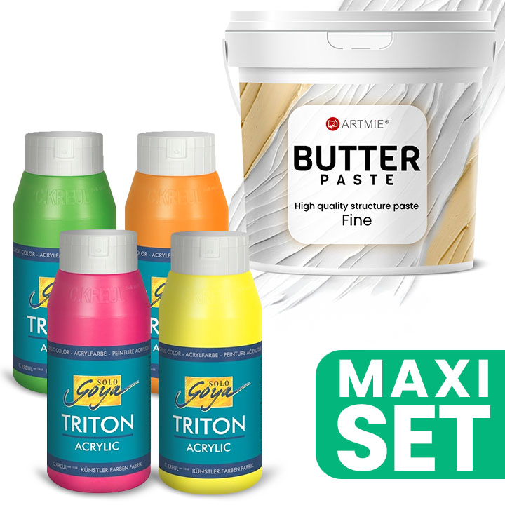 Sada 3D pasty ARTMIE Butter a akrylových farieb TRITON - fluorescenčné odtiene