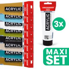 Sada 8 obľúbených farieb AMSTERDAM a 3 ks titánovo bielej | 120 ml