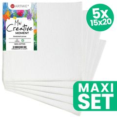Sada mini maliarskeho hobby plátna ARTMIE  5 ks - 15x20 cm