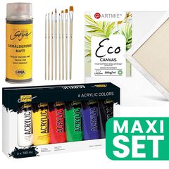 Základná sada na maľovanie so štetcami a matným lakom